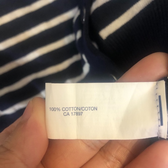 Gap V neck Cardigan Navy stripe M 100% cotton New! - Picture 5 of 7